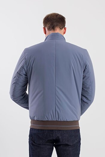 Jakamen Mavi Comfort Fit Dik Yaka Mont