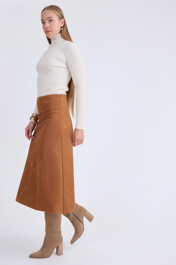 Vitrin Bell Cut Suede Fabric Skirt Size: S