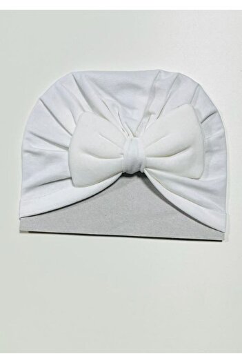 BERG White Color Bow Baby Bonnet