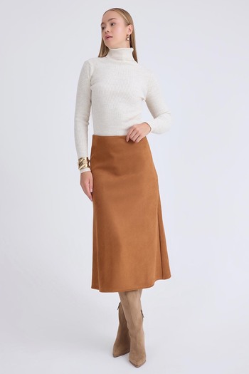 Vitrin Bell Cut Suede Fabric Skirt Size: S