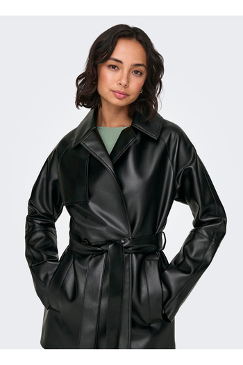 ONLY Normal Black Women's Jacket Onlsofia Faux Leather Short Trench Cc