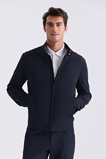 Jakamen Синій Comfort Fit Прямий комір З блискавкою спереду Сезонний пальто