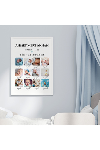 CKA Tasarım Bebek 1 Yaş Anı Tablosu, 1 Yaşındayım Bebek Odası Tablosu, 1 Yaş Hatıra Çerçevesi