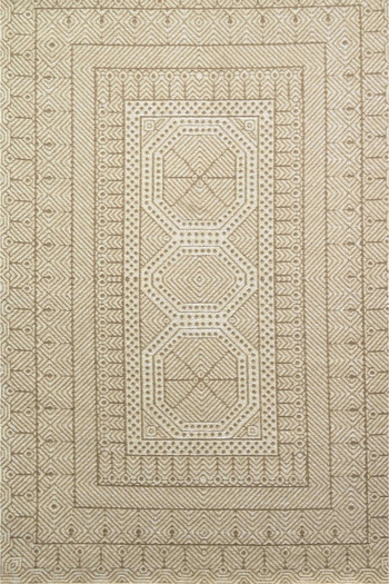 Alkaffary Sofa Rug, Geometric patterened Belgian Crafted Jute rug, suitable for all spaces, cream