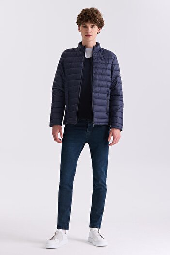 Jakamen Синій Slim Fit з коміром-стійкою Пуховик