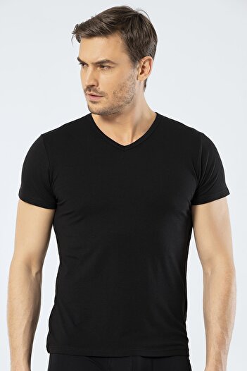 Cacharel Men's V-Neck T-Shirt 1402/Black