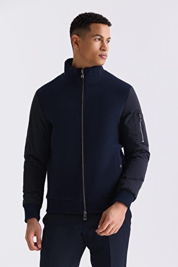 Jakamen Синій Regular Fit з коміром-стійкою та застібкою-блискавкою Зимовий пальто