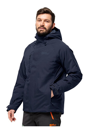 Jack Wolfskin 1115321-C0412TROPOSPHERE INS JKT M Koyu Mavi Kapüşon Yaka Regular Fit Kadın Mont