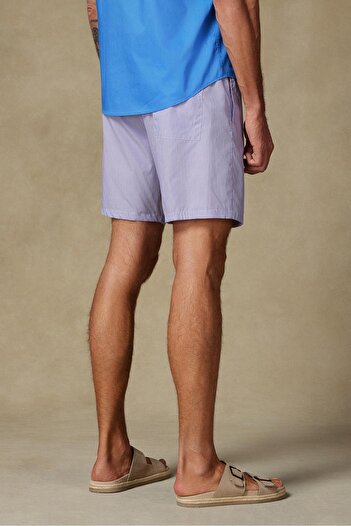 Abbate Ανδρικό ριγέ σορτς Sky Poplin Cotton Comfort Fit μωβ