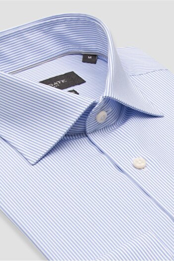 Abbate Ανδρικό πουκάμισο με ρίγες Donatello Non Iron Armure Cotton Slim Fit ανοιχτό μπλε κλασικό γιακά