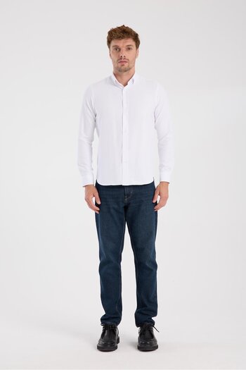Abbate AClub AClub AC10093 Оксфордська бавовняна сорочка Slim Fit білого кольору з ґудзиками на комірі для чоловіків