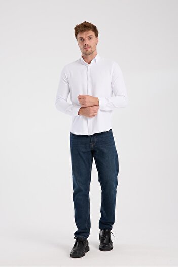 Abbate AClub AClub AC10093 Оксфордська бавовняна сорочка Slim Fit білого кольору з ґудзиками на комірі для чоловіків