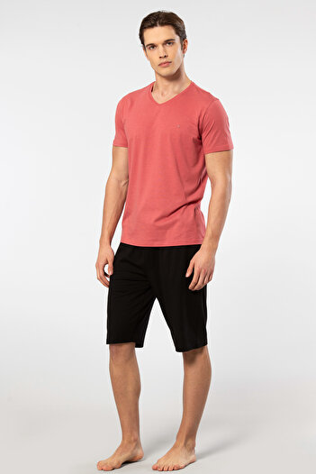 Cacharel Men's 2193/Coral Short Sleeve Modal Bermuda Suit