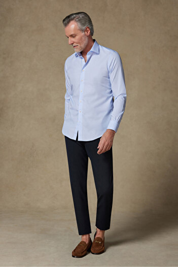 Abbate Ανδρικό πουκάμισο Donatello Non-Iron Armüllü Cotton Slim Fit με ριγέ κλασικό γιακά