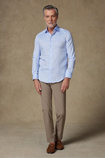 Abbate Ανδρικό πουκάμισο με κλασικό γιακά Donatello Non Iron Armure Cotton Slim Fit ανοιχτό μπλε