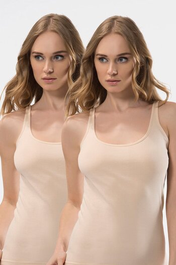 TÜREN Women's U-Neck Strap 2-Pack Camisole Undershirt 289/Skin