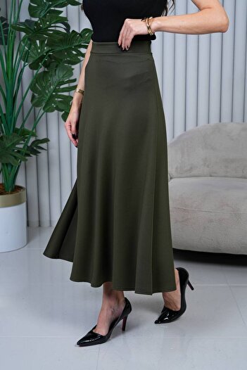 VOICTEC Puf Scuba Buy Elastic Lycra Flared Skirt