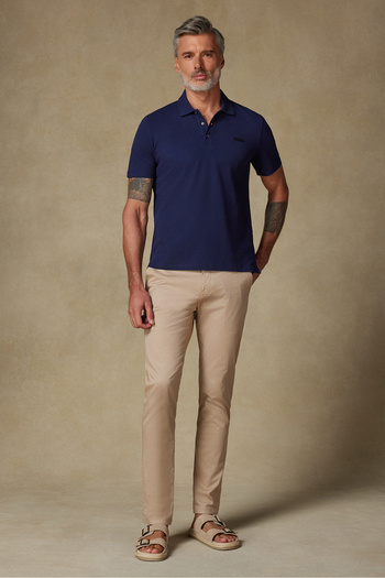 Abbate Cotton Relaxed Fit Comfort Fit Navy Blue Short Sleeve Plain Basic Polo Neck Casual Sports T-Shirt T-Shirt