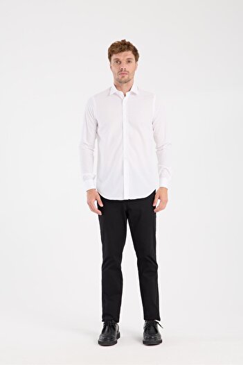 Abbate AClub Aclub Ac10109 Poplin Cotton Slim Fit White Classic Collar Men's Solid Shirt