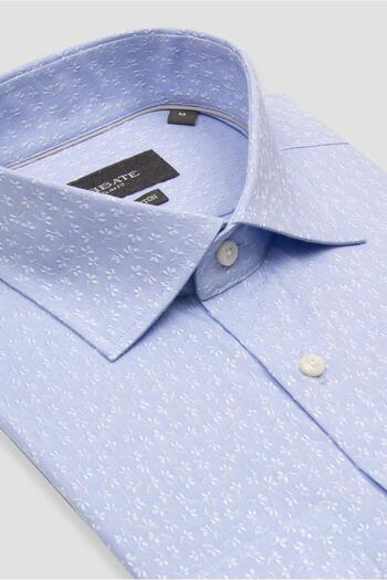 Abbate Ανδρικό πουκάμισο με σχέδιο Donatello Jacquard Cotton Slim Fit ανοιχτό μπλε κλασικό γιακά
