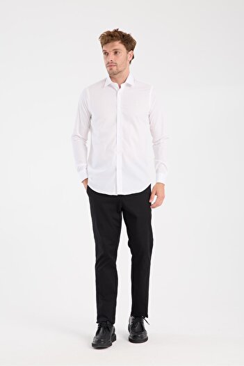 Abbate AClub Aclub Ac10109 Poplin Cotton Slim Fit White Classic Collar Men's Solid Shirt