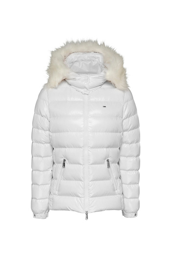 Tommy Hilfiger Bílá dámská péřová bunda s límcem a standardním střihem TJW TONAL HOODED DOWN JACKET