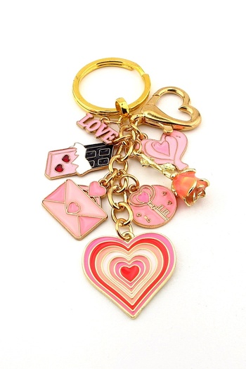 Solfera Dear Love Chocolate Heart Pink Rose Love Bag Ornament Charm Keychain Ky017