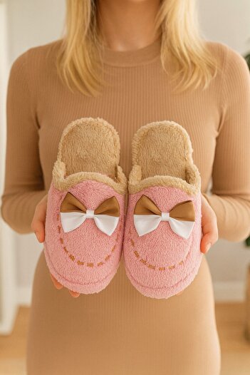 Moda Frato Golden Bow-Knot Indoor Women's House Slippers Daily Comfortable Winter Slippers