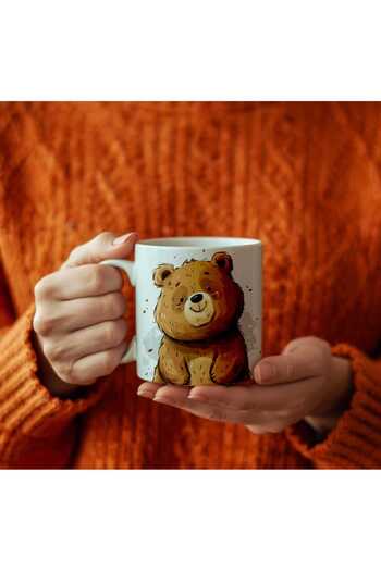 QueenHome Cute Teddy Bear Patterned Mug Cup Gift Coffee Tea Cup