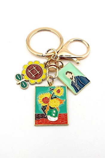 Solfera Vincent Van Gogh Sunflowers Painting Art Bag Ornament Charm Keychain Ky018
