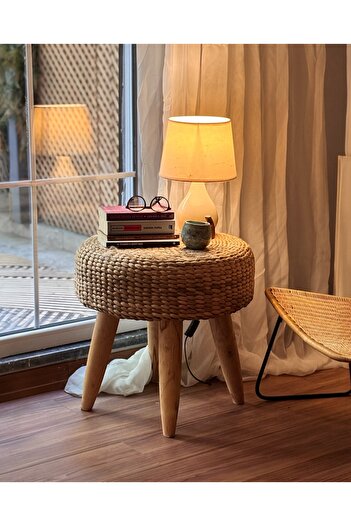 VERSA Hasır Tabure,su Sümbülü Tabure,puf 50 Cm,hasır Puf