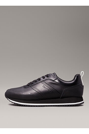 Calvin Klein Black Men's Leather Sneaker Low Top Lace up Lth Hf