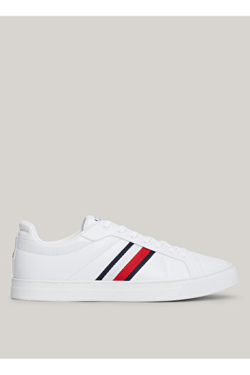 Tommy Hilfiger Bílé pánské kožené tenisky ICON COURT LTH STRIPES