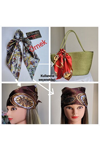 LO ADORO Scarf Rubber Buckle Satin Women's Bun Buckle Bag Neck Scarf Bandana Bagel Scarf Comes Off Rubber