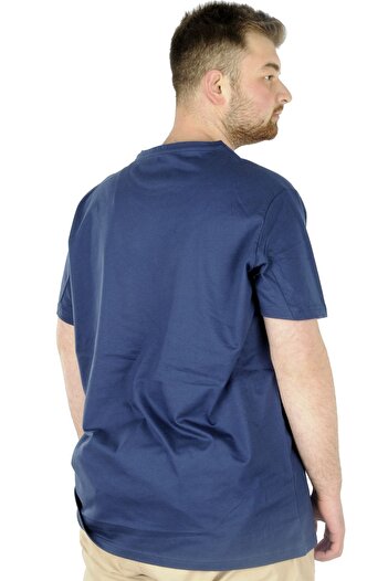 ModeXL Mode Xl Büyük Beden Erkek T-shirt Basic 20031 Indigo