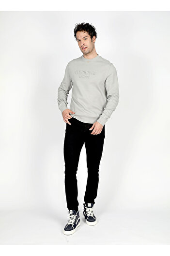 Lee Cooper Bisiklet Yaka Gri Erkek Sweatshırt 251 LCM 241030 SHAWN BUZ GRİ
