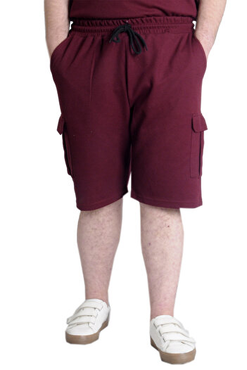 ModeXL Mode Xl Plus Size Men's Shorts Cargo Pocket Waffle 23500 Claret Red