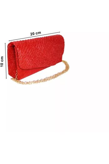 Magrot Red Glitter Evening Clutch Bag for Events and Parties