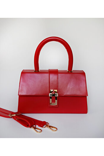 EVEREST SHOES Women's Hand and Shoulder Bag with Red Cover and Snap Fasteners Accessories