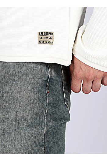 Lee Cooper Ανδρικό φούτερ με λαιμόκοψη εκρού 251 LCM 241019 BEN EKRU