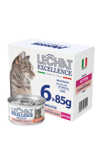 Monge Kitten Wet Food | Rich in Salmon & Chicken Mousse | Growth Support | Made in Italy | Pack of 6x85g