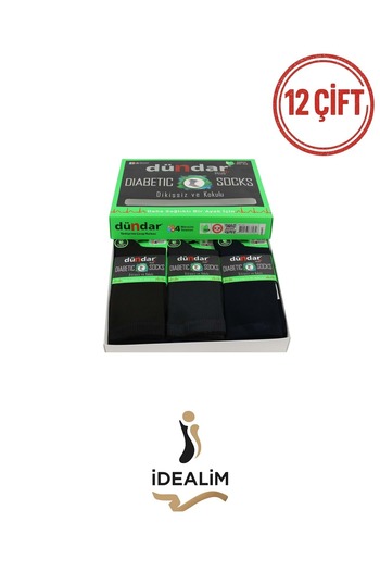 Dündar Plus 12 Pairs of Men's Bamboo (Diabetic) Socks