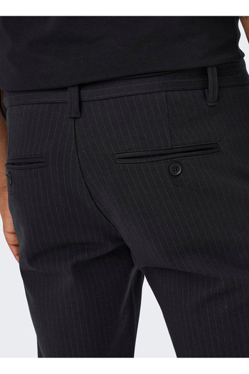 Only & Sons Regular Waist Narrow Leg Black Men's Trousers Onsmark Pant Stripe Gw 3727 Noos