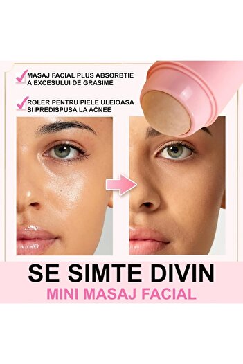 miraza Double Facial Roller with Volcanic Stone Anti Sebum, Mattifying Effect, Anti Facial Oil