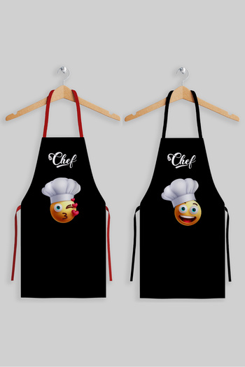 AYSHOME Ays Home Cute Chef Double Fabric Kitchen Apron Set