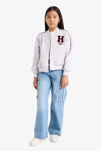 DeFacto Girls' College Collar Back Printed Bomber Jacket F3262A825Au