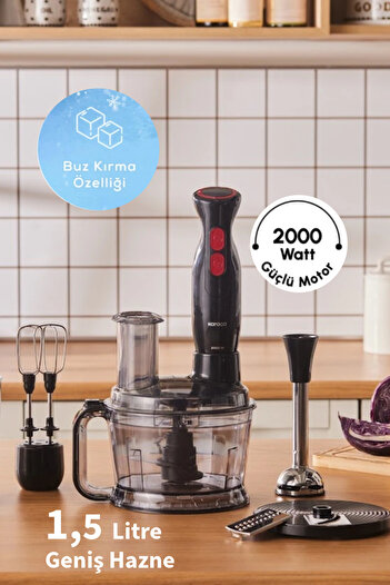Karaca Pro Multipurpose Food Processor 6 in 1 Powerful Motor 2000W Blender Set