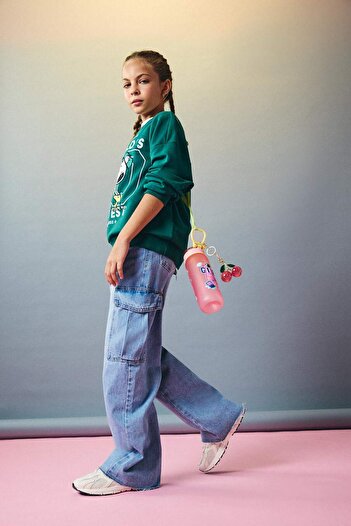 DeFacto Girls Wide Leg Cargo Wide Leg Jean Pants E5878A825Au