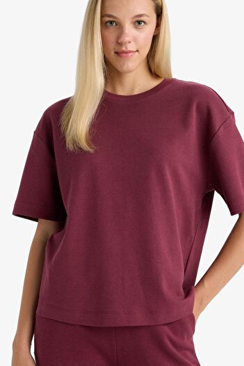 DeFacto Oversize Wide Fit Crew Neck Basic Plain Short Sleeve T-Shirt C7630Ax25Au