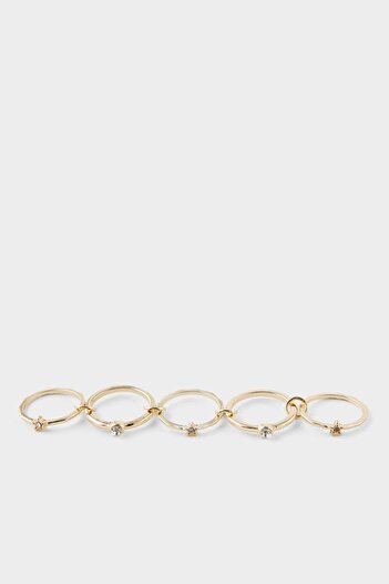 DeFacto Women's 5-Piece Combinable Gold Ring F6295Axns